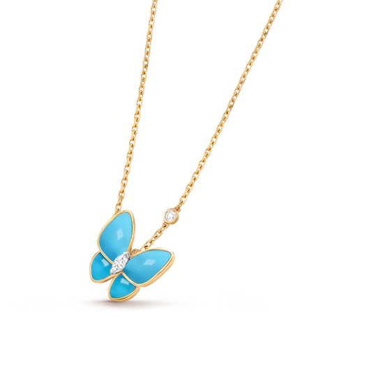 תליון שני פרפרים עם טורקיז